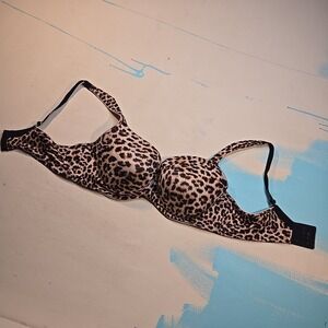 Soma 40DD Sensuous Sides Smooth Balconette Bra Leopard Print Padded Demi EUC‎